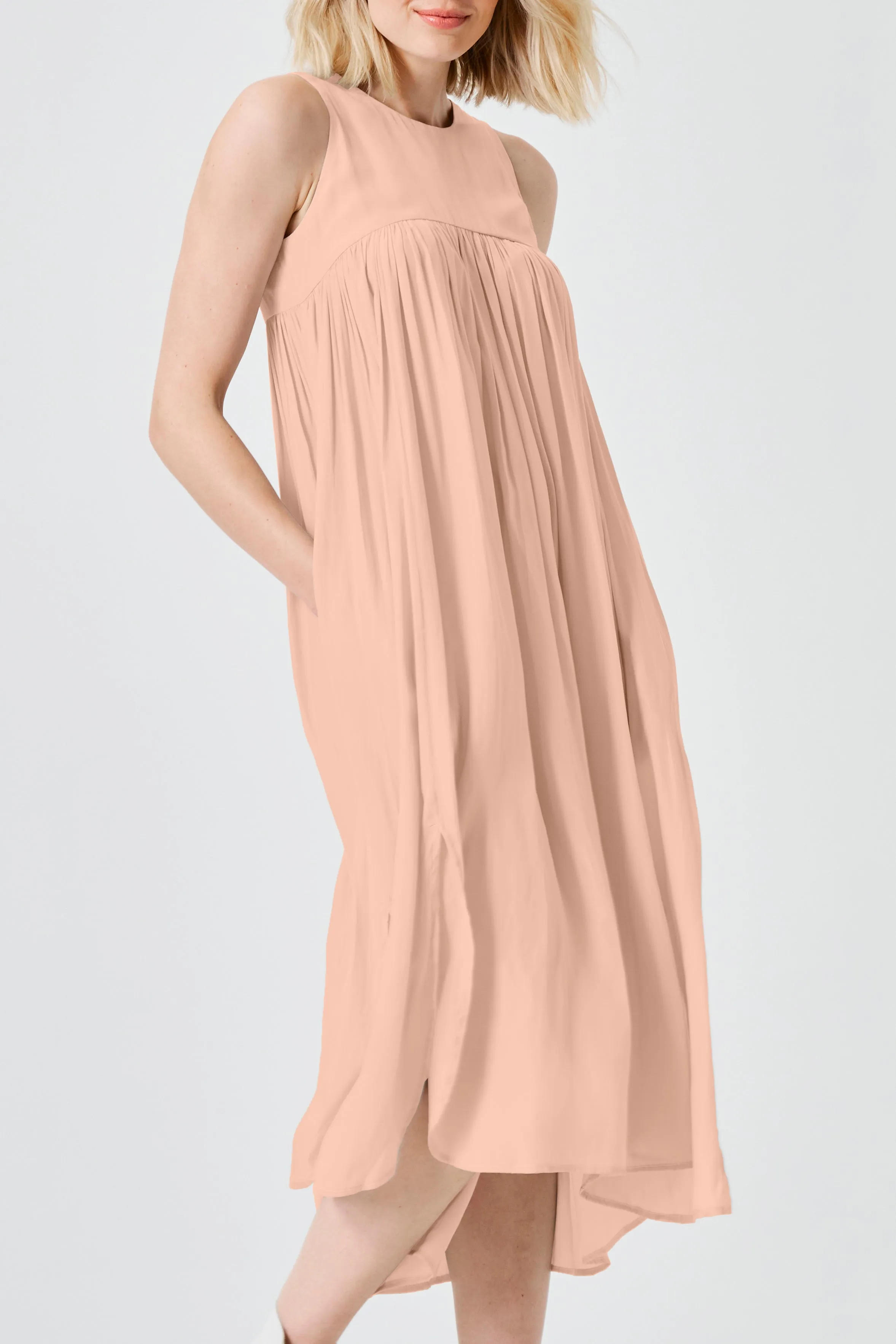 Washable Silk Flowing Tank Dress