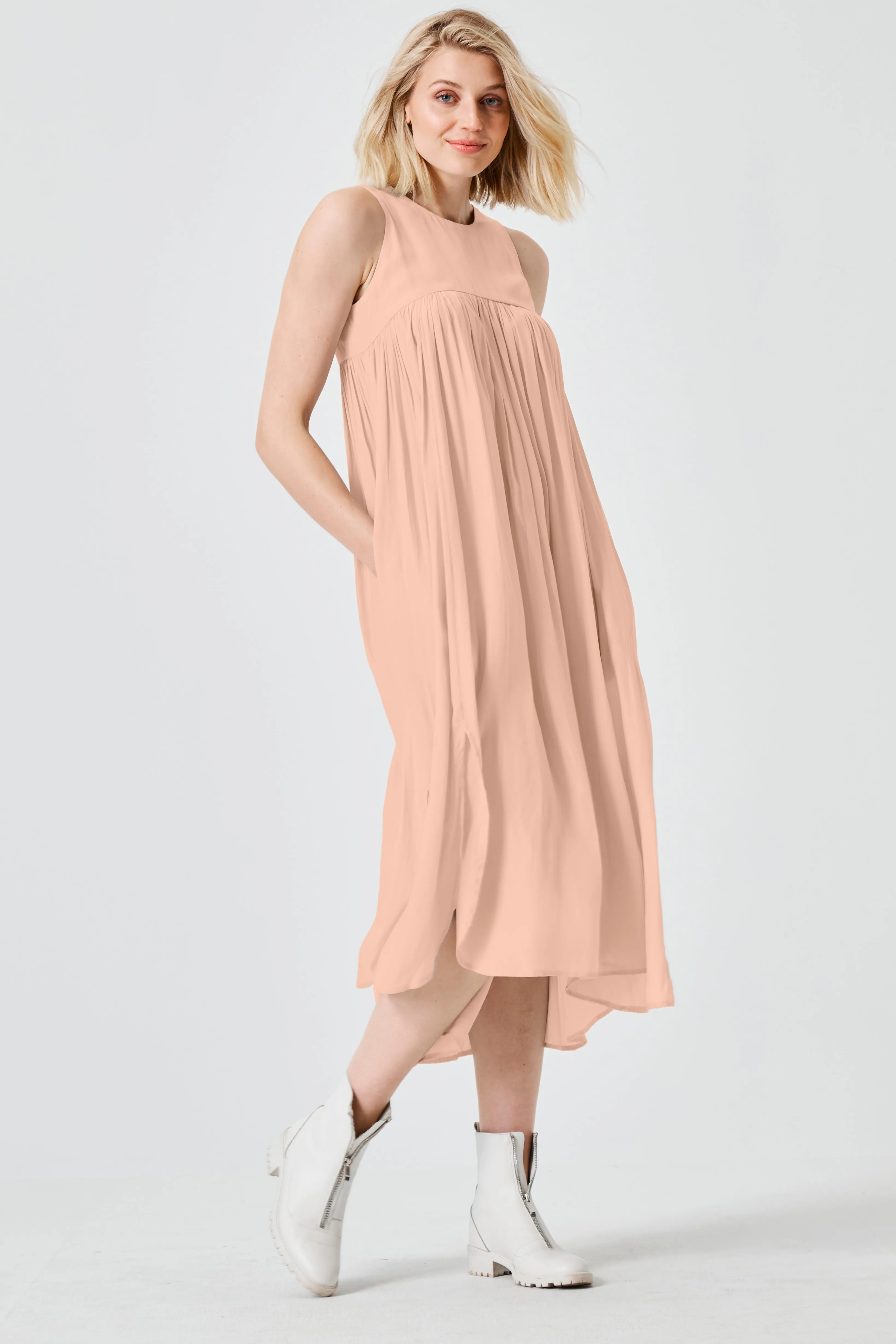 Washable Silk Flowing Tank Dress