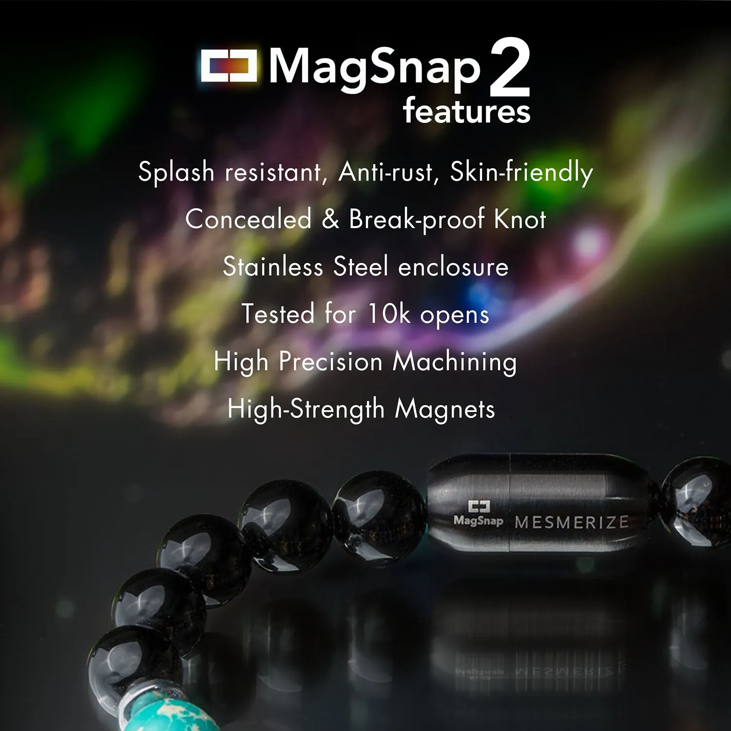 Wellness Gloss Onyx and Amethyst Natural Stone Bracelet With Magsnap 2