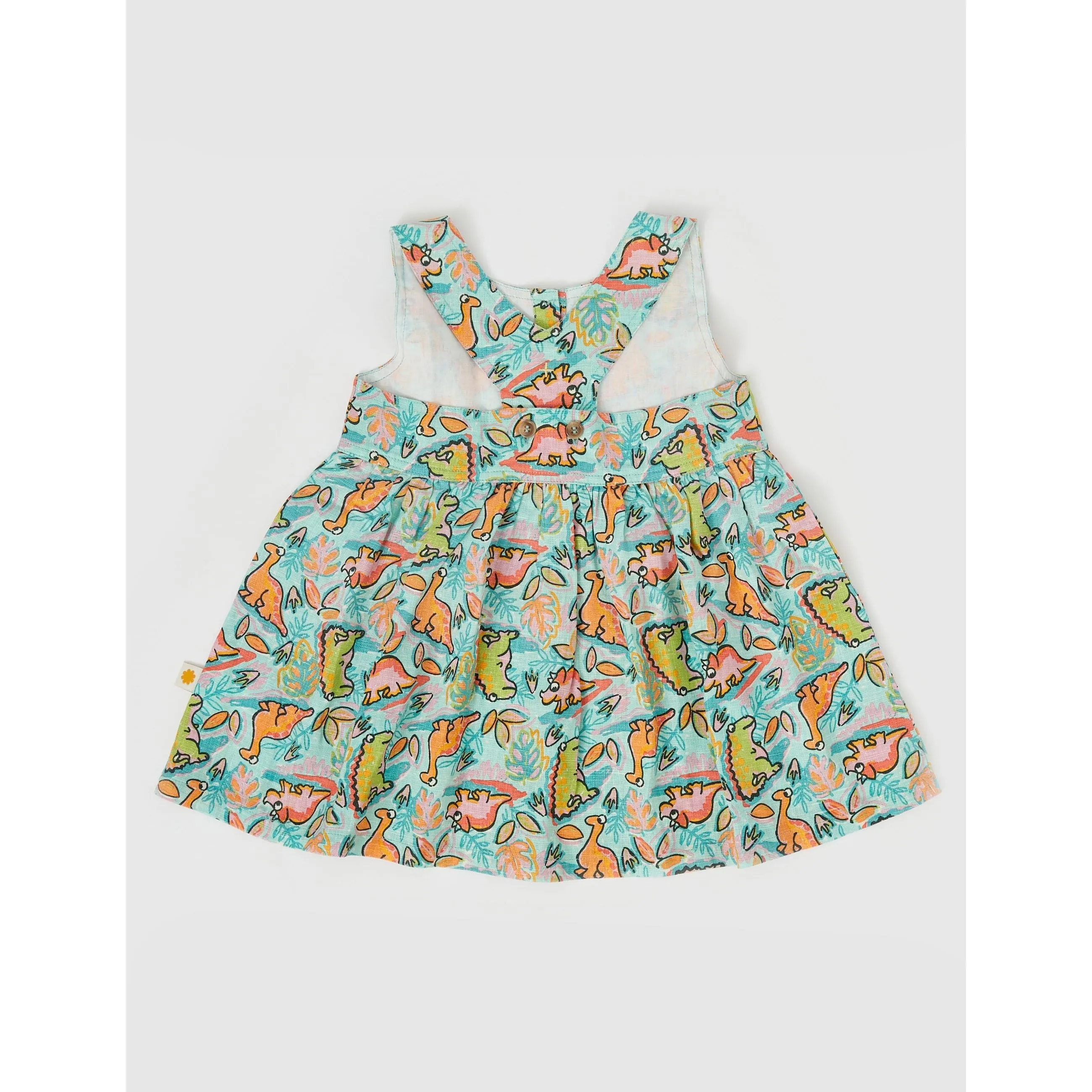 Wendy Y-Back Linen Dress Dino Jungle