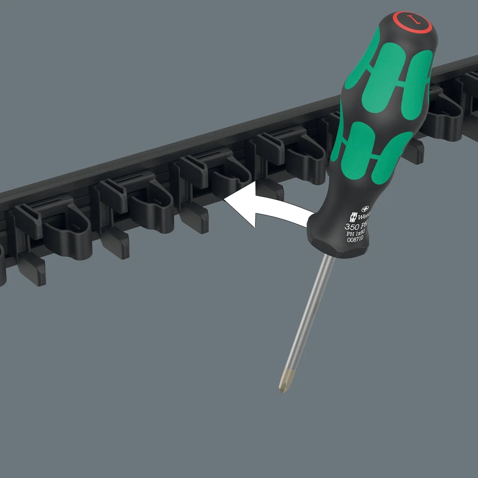 Wera 9611 Mangetic Rail For Kraftform Screwdrivers (Empty, 9pc), 05136414001