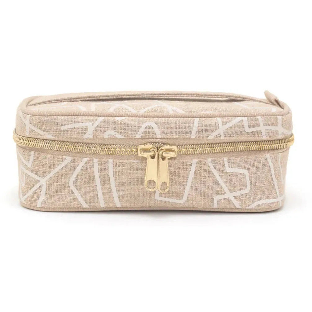 WHITE ABSTRACT LINES PETITE BEAUTY POCHE