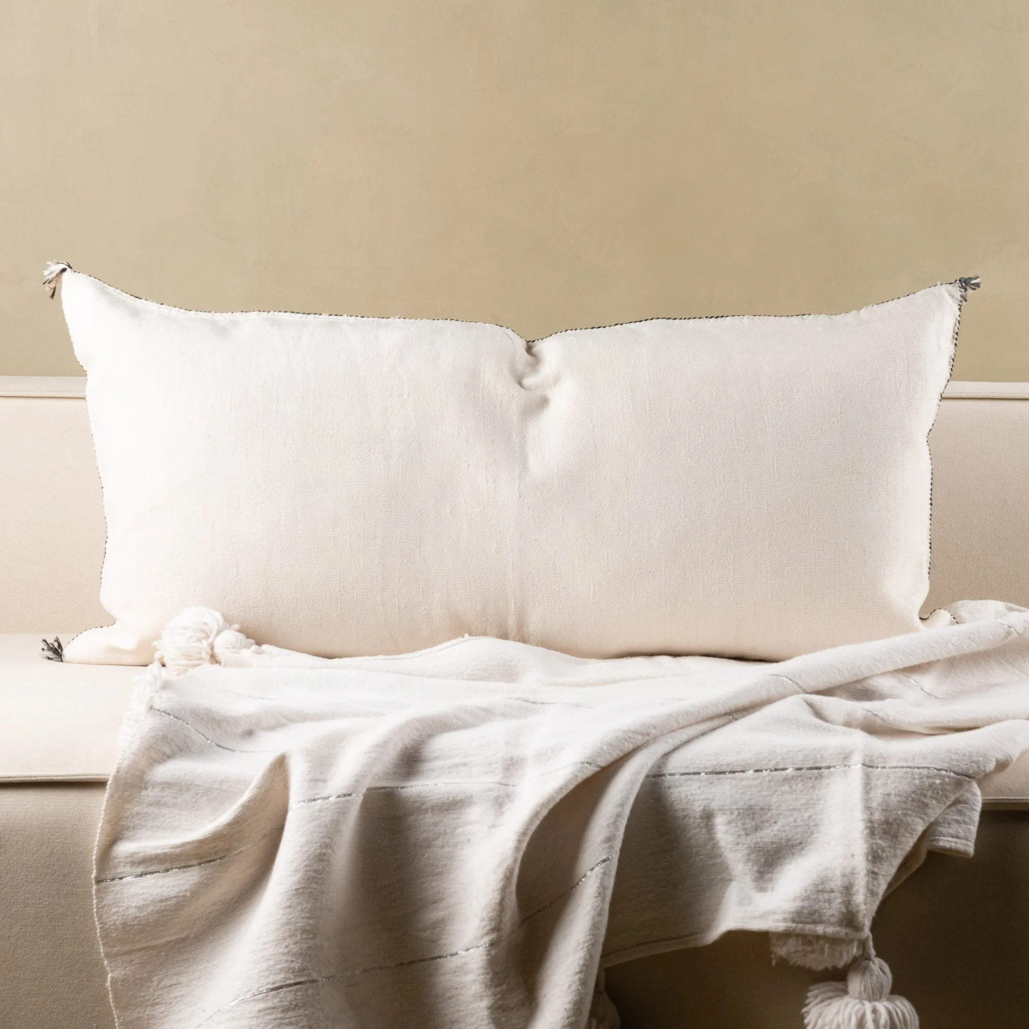 White Cactus silk pillow cover