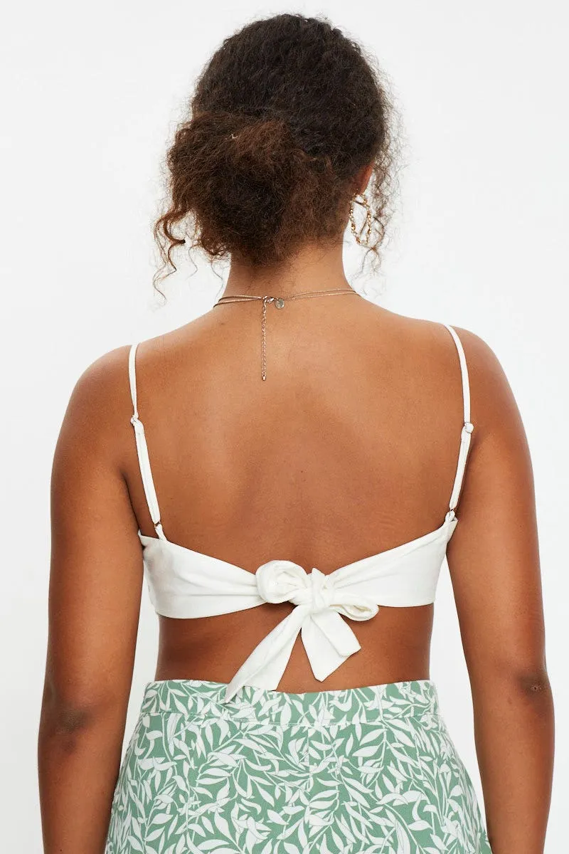 White Scarf Top Sleeveless Crop