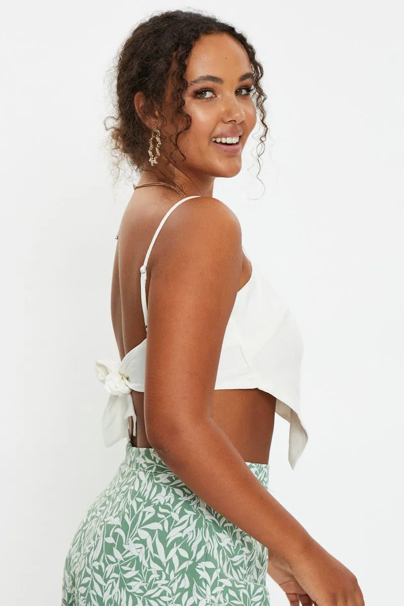 White Scarf Top Sleeveless Crop