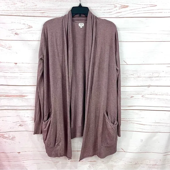 Wilfred Aritzia Dusty Mauve Flaubert Silk Cashmere Open Front Sweater Cardigan