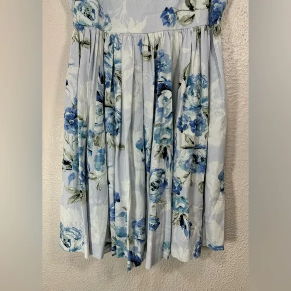 Willow Raissa Linen Blend Blue Purple Floral Strap Mini Dress Women’s Medium