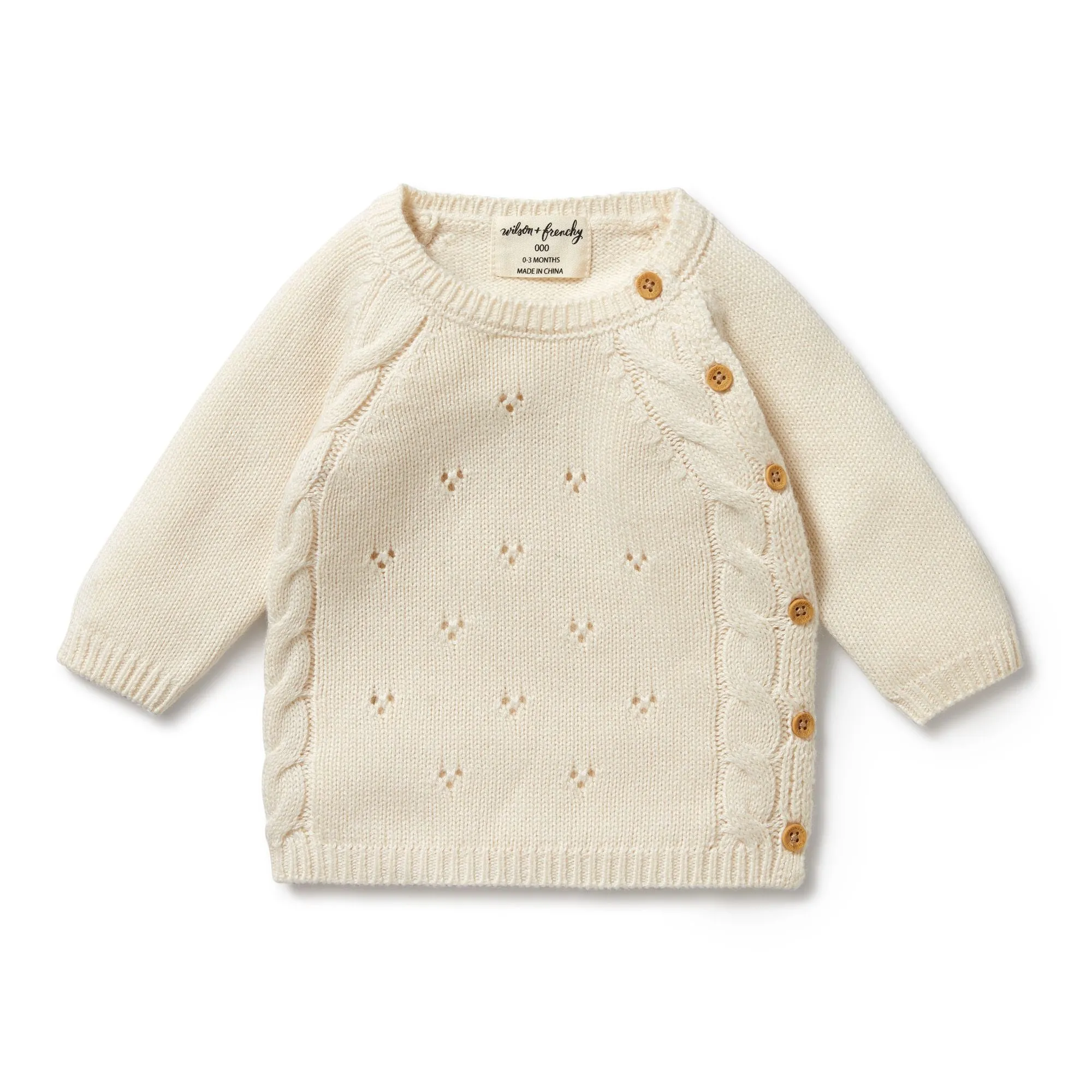 Wilson   Frenchy Knitted Pointelle Kimono Cardigan - Ecru