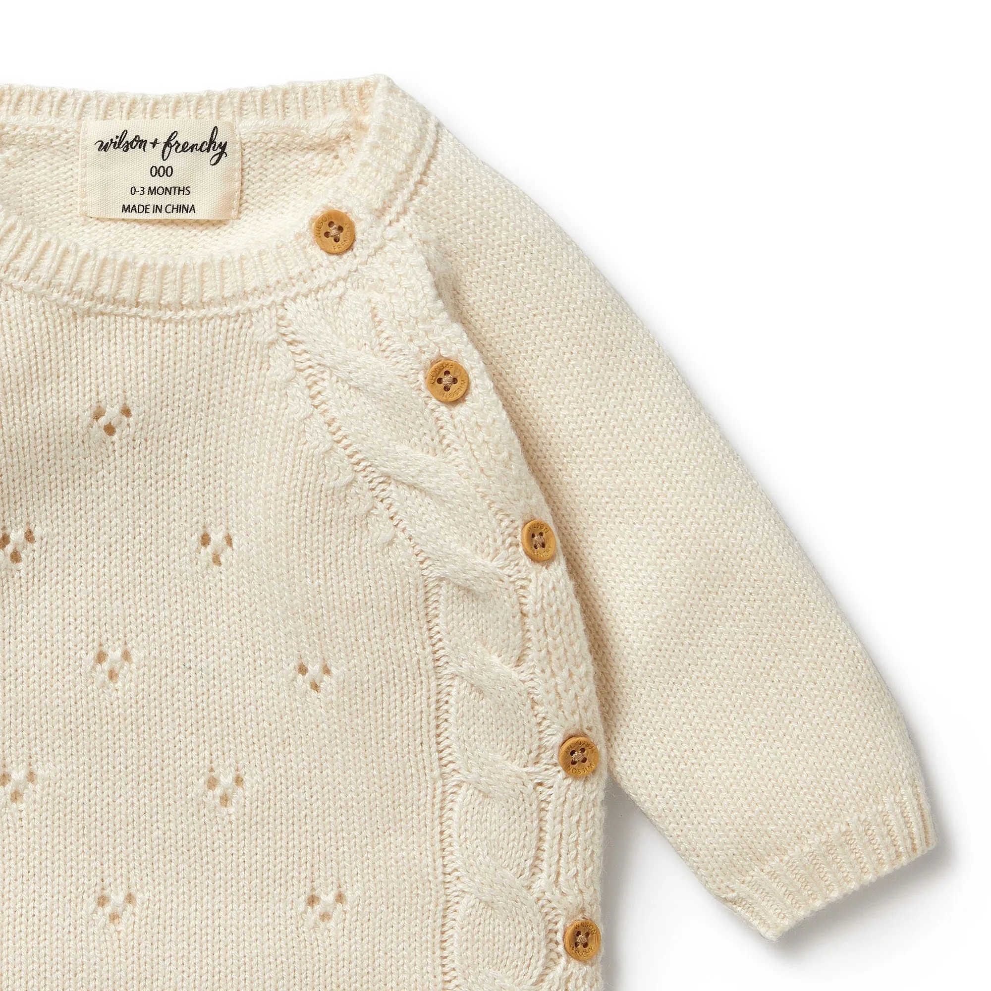 Wilson   Frenchy Knitted Pointelle Kimono Cardigan - Ecru