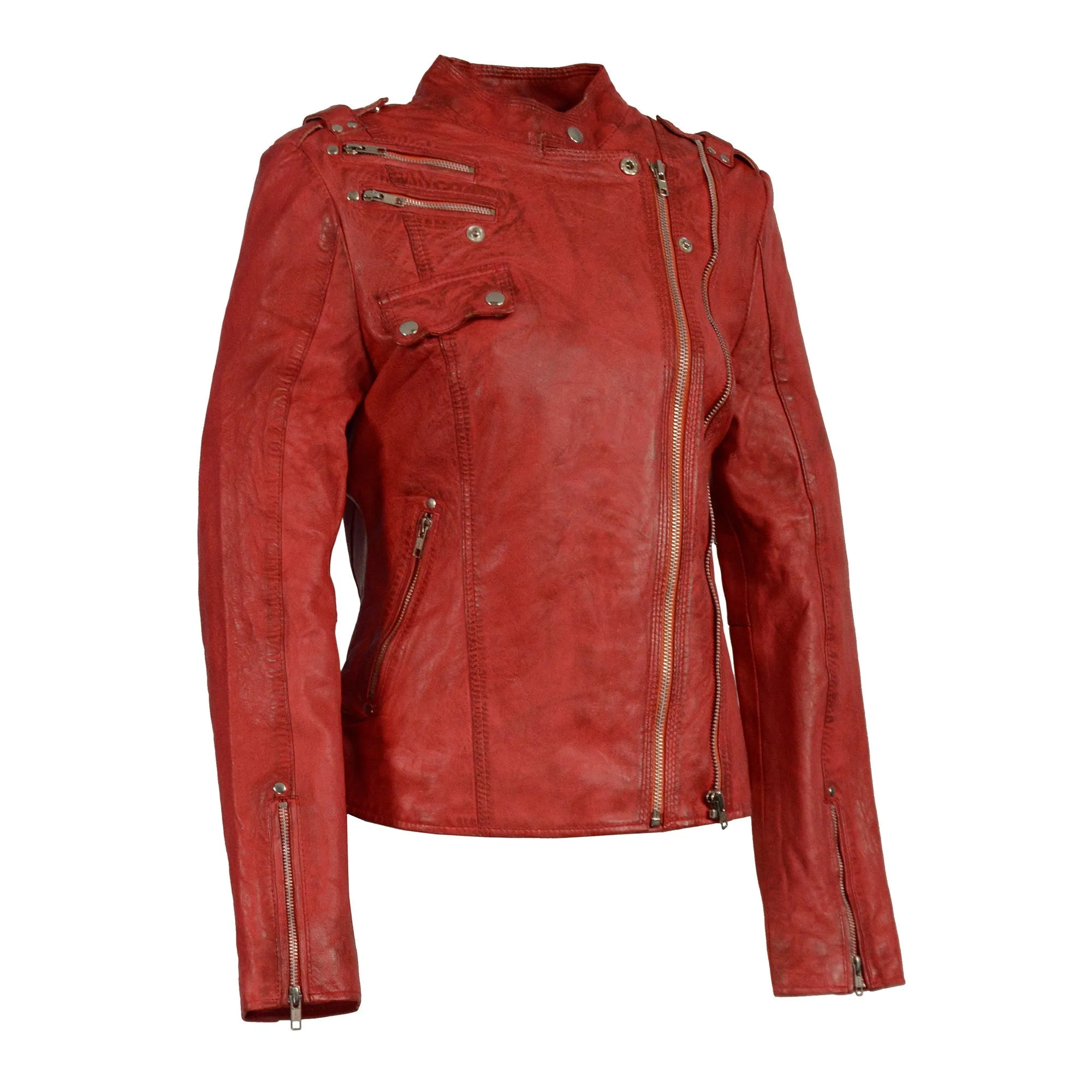 Woman's Double Zipper Asymmetrical Moto Jacket