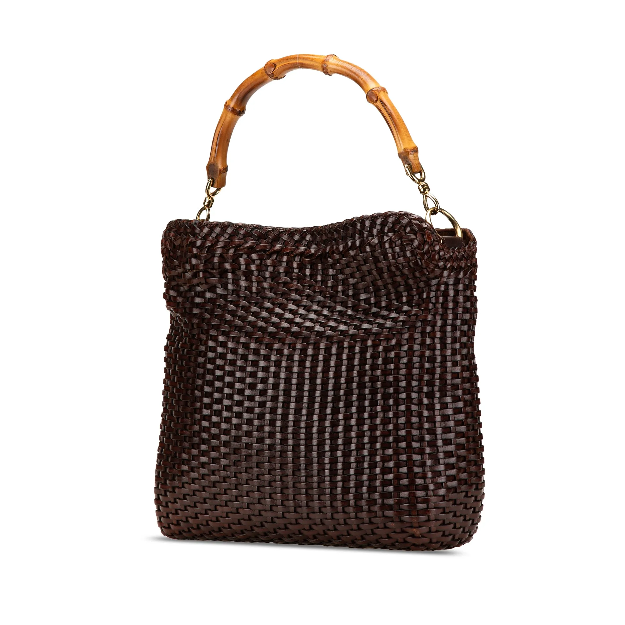 Woven Leather Bamboo Satchel