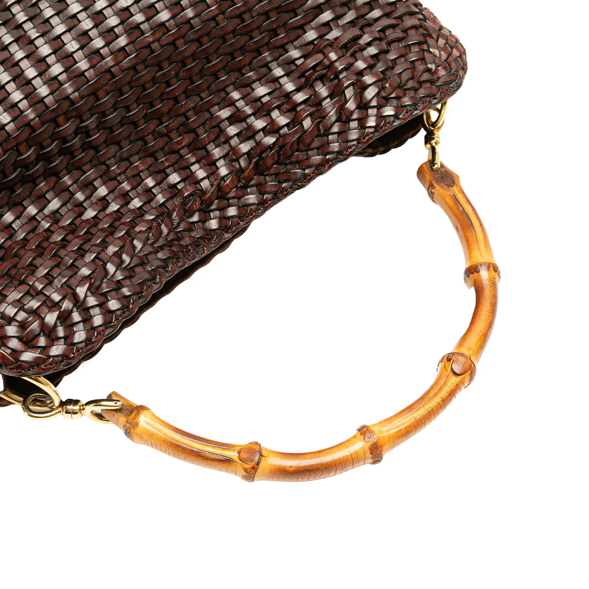 Woven Leather Bamboo Satchel