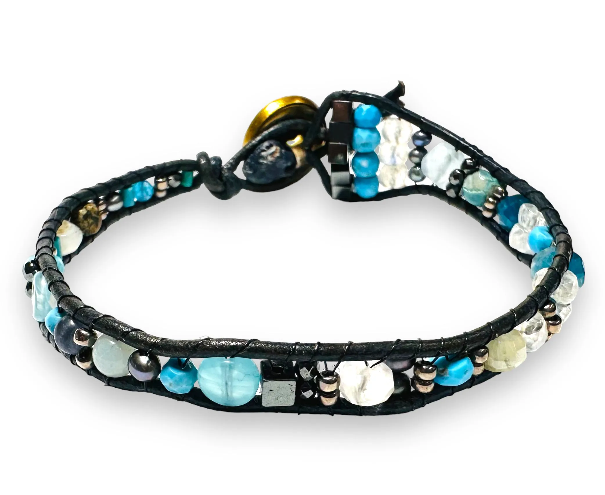 Wrap Bracelet, Power Gemstone Leather Bracelet, Single leather wrap gemstone bracelet-Power Bracelet