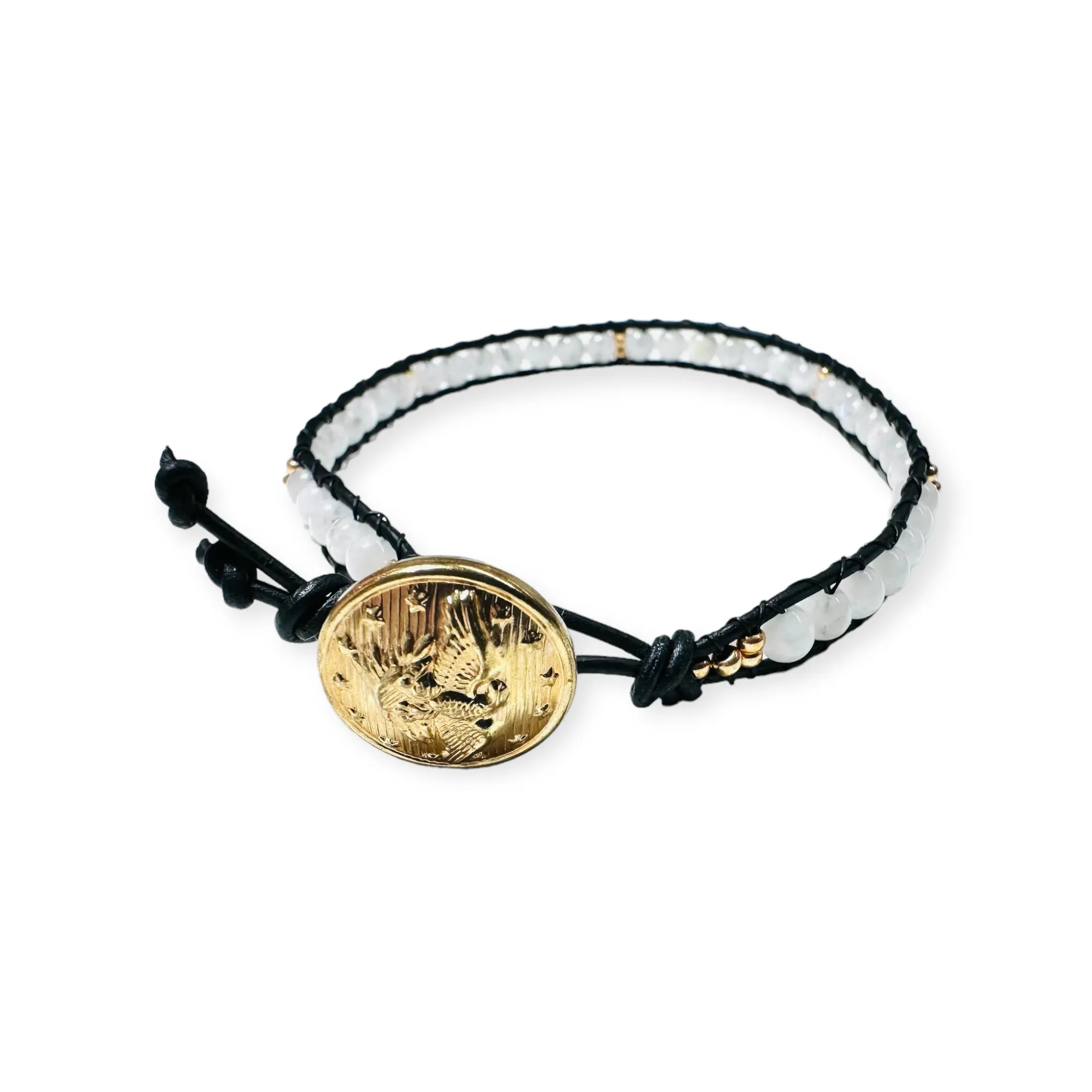 Wrap Bracelet, Power Gemstone Leather Bracelet, Single leather wrap gemstone bracelet-Power Bracelet