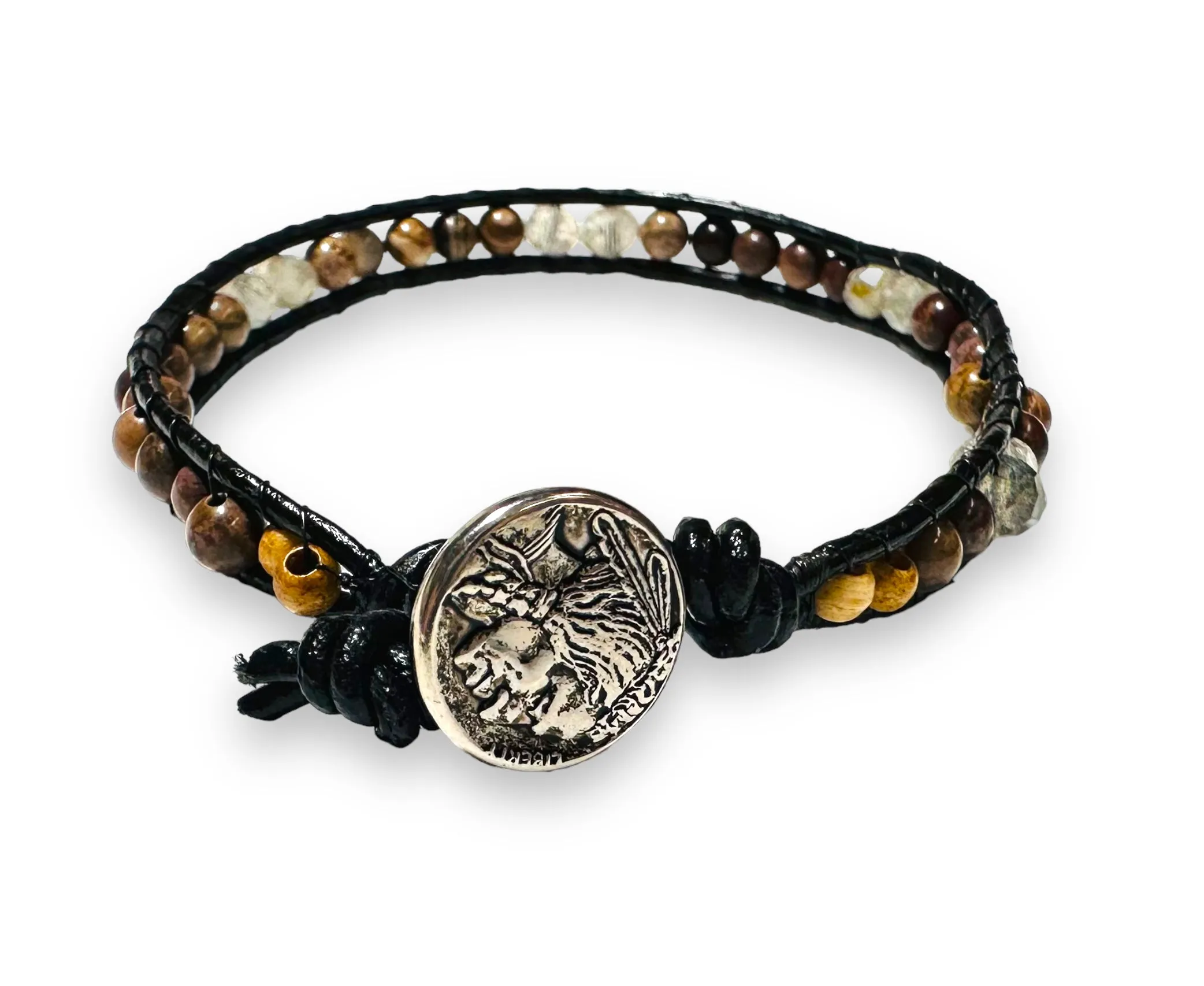 Wrap Bracelet, Power Gemstone Leather Bracelet, Single leather wrap gemstone bracelet-Power Bracelet