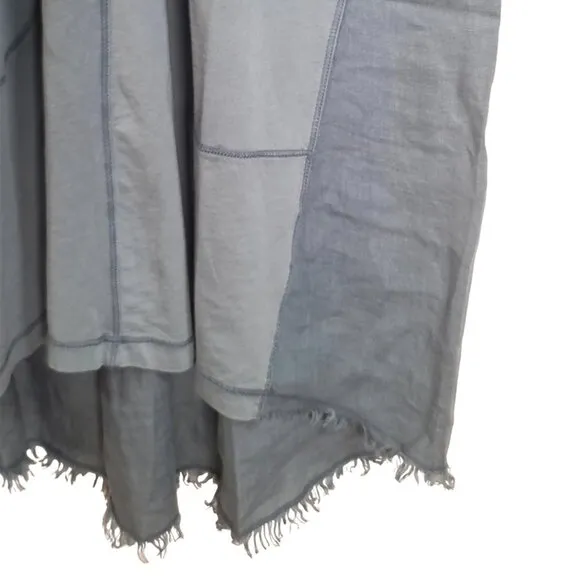 XCVI L Oslo Blue Linen Cotton Glennon V-Neck Casual Dress Tiny Flaw