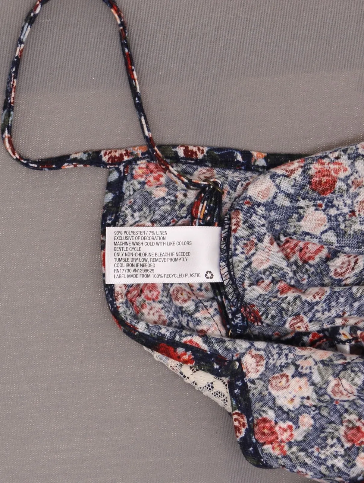 Xhilaration Women's Floral Print Tie Front Cami Tank Top with Lace Trim