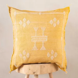 Yellow Cactus silk pillow cover