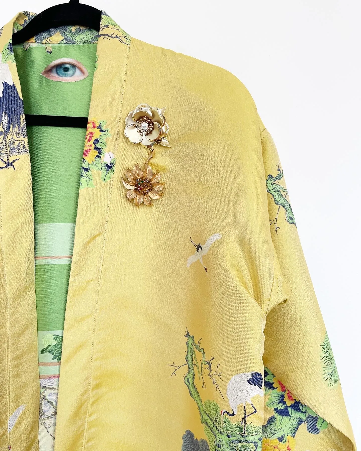 Yellow Silk Brocade with Crane