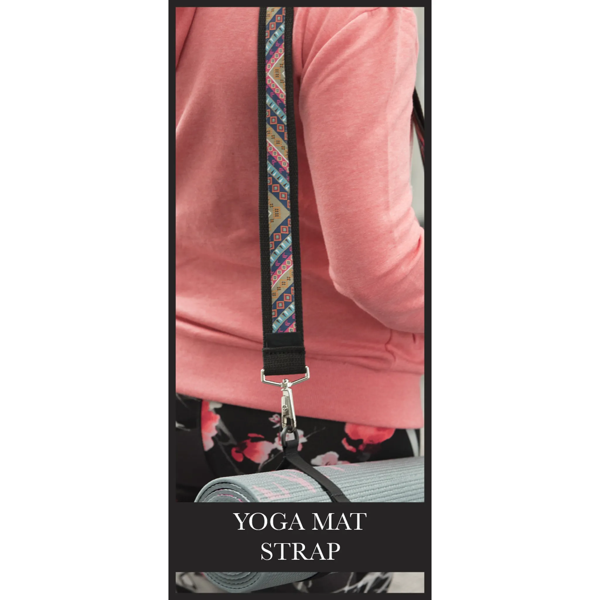 Yoga Mat Strap - B&W Hibiscus