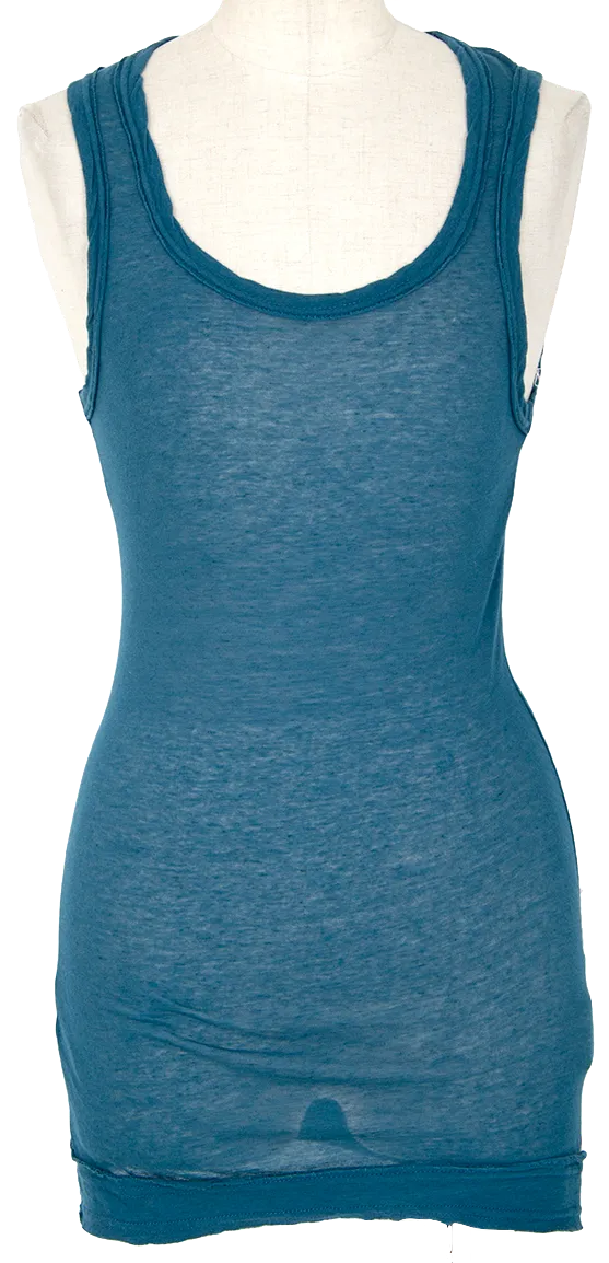 Yohji Yamamoto Japan. Y's Blue Cotton Linen Sleeveless Shirt