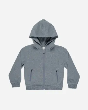 Zip-Up Tech Hoodie | Heathered Indigo