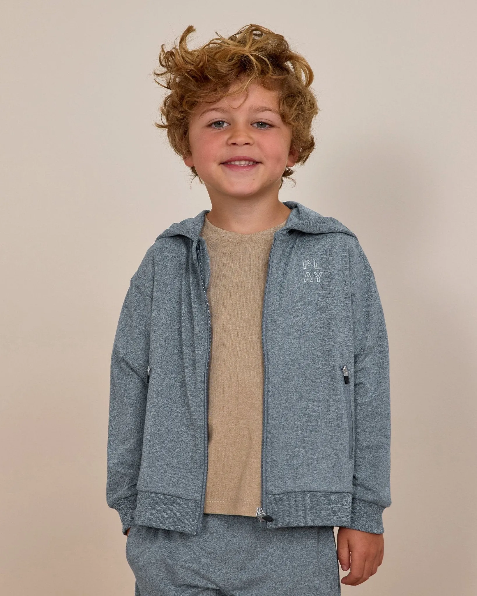 Zip-Up Tech Hoodie | Heathered Indigo